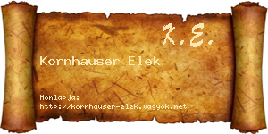 Kornhauser Elek névjegykártya